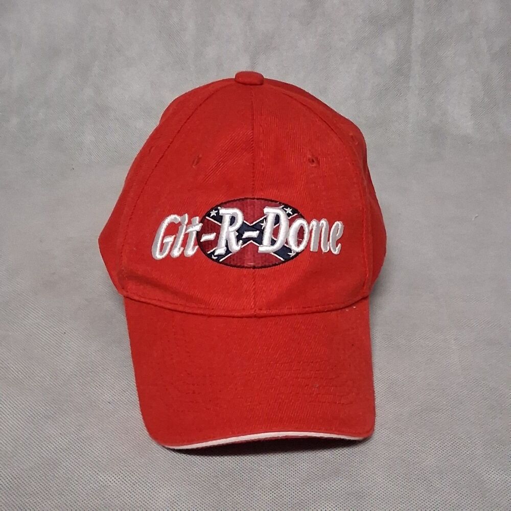 Git-R-Done Baseball Cap Hat Red Adjustable